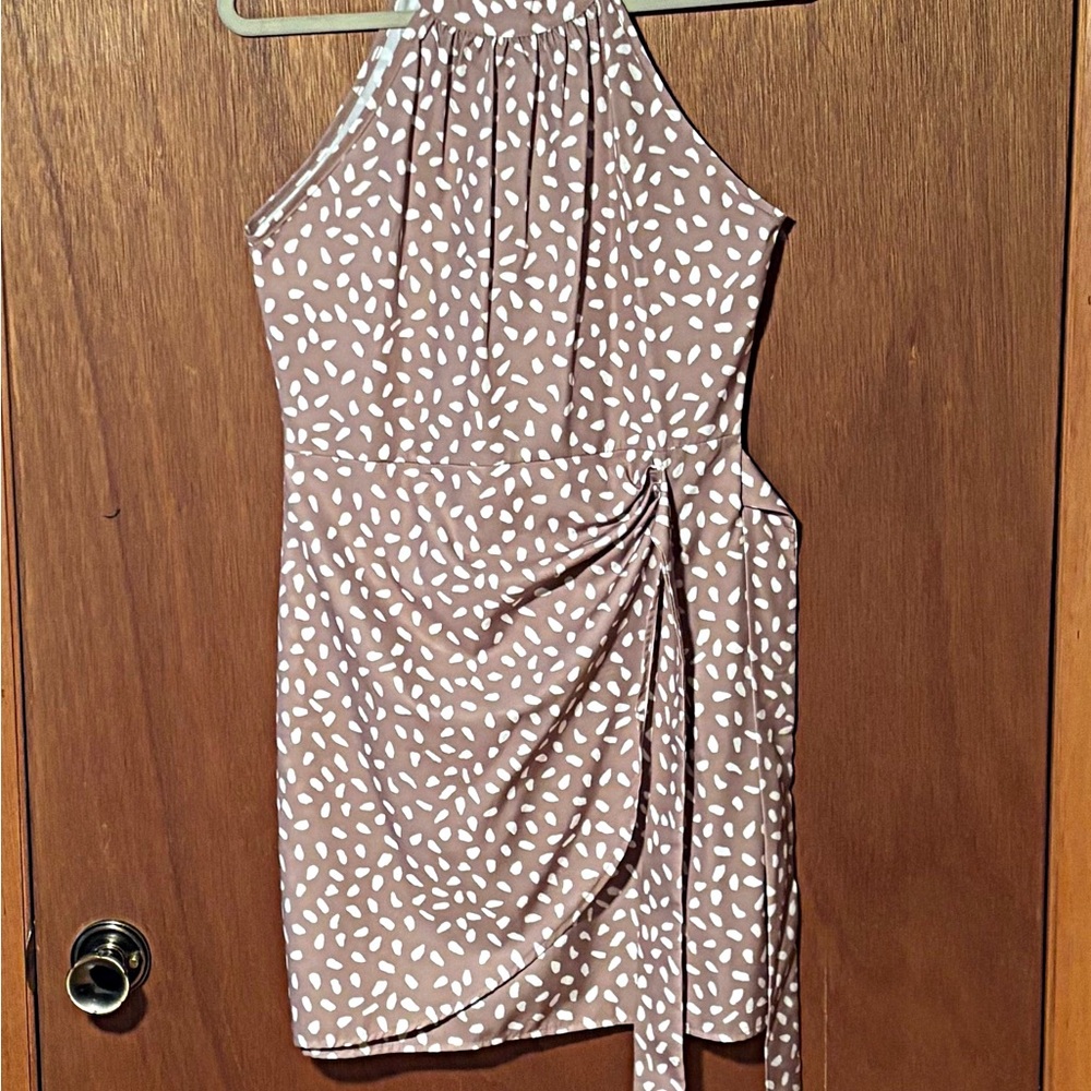 Elegant Brown and White Halter Dress
